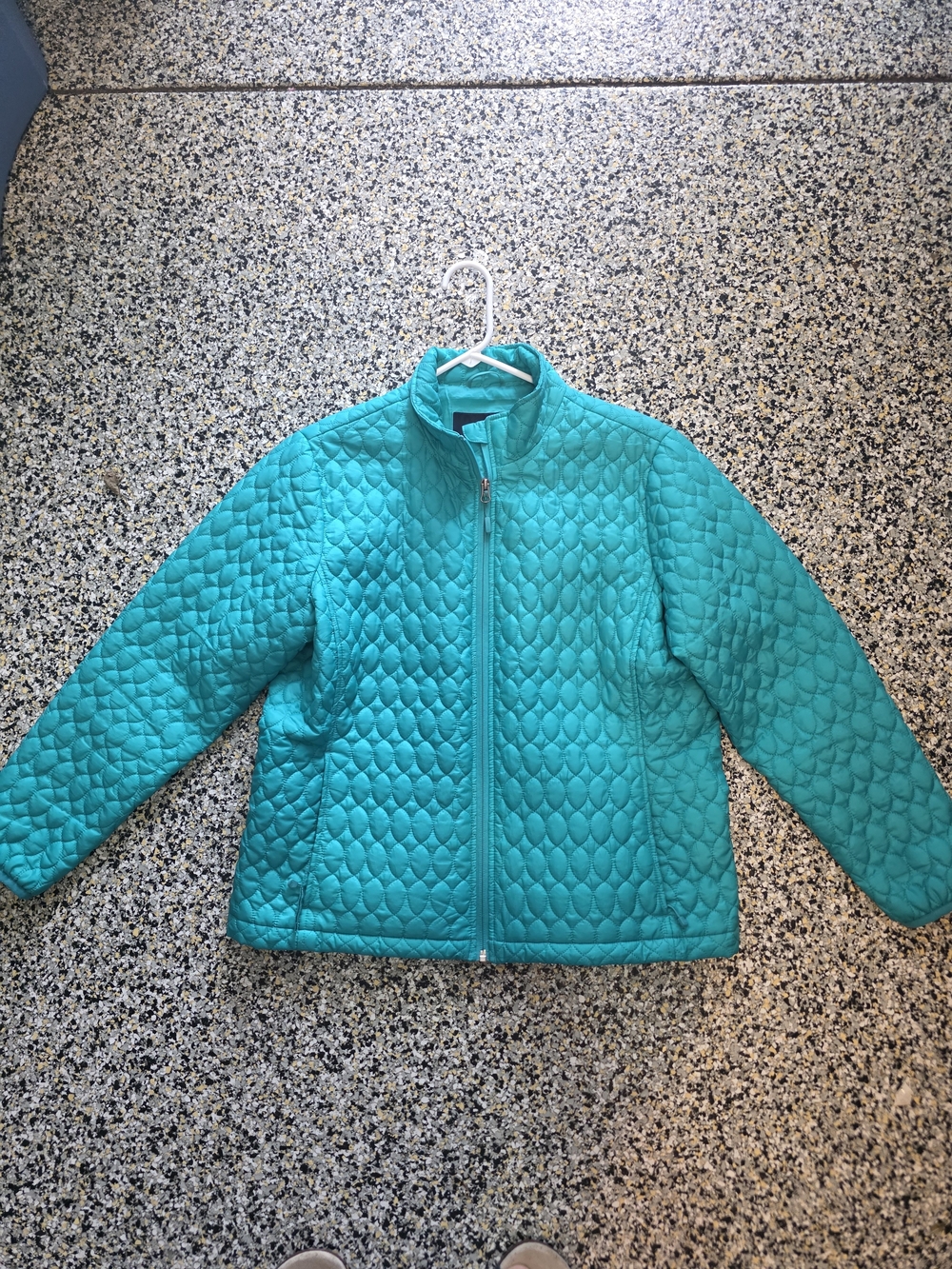Lands' End Quilted Teal Zip-Front Women's Jacket LARGE
